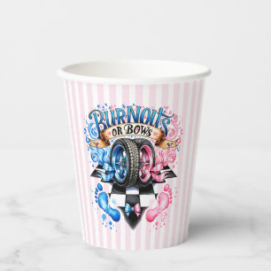 Gender Reveal Stripes Pink & Blue Burnouts or Bows Paper Cups