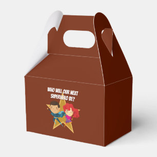 Gender Reveal Superhero Cute Blue Pink Red Favour Box