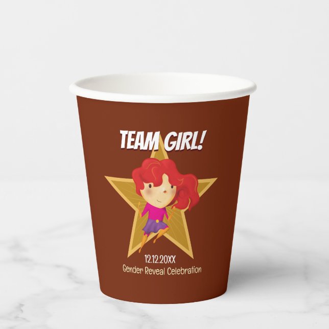 Gender Reveal Superhero Cute Blue Pink Red Paper Cups (Front)