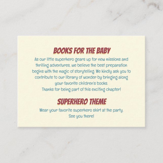 Gender Reveal Superhero Cute Blue Pink Yellow Enclosure Card (Front)
