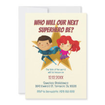 Gender Reveal Superhero Cute Blue Pink Yellow