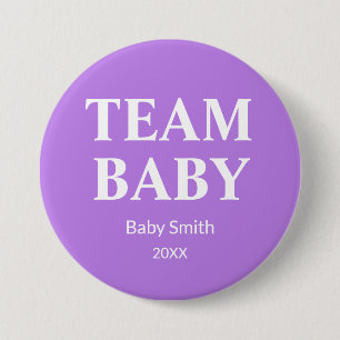 Gender reveal Team Baby purple any theme 7.5 Cm Round Badge