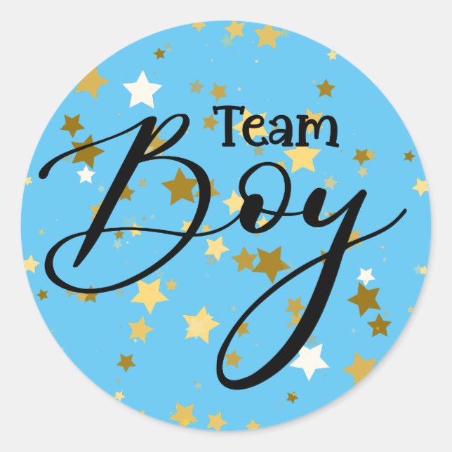 Gender Reveal Team Boy Baby Shower Sticker (Front)