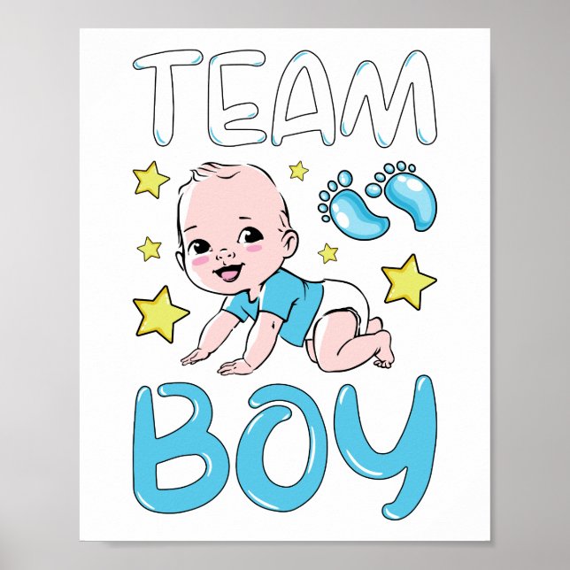 Gender Reveal Team Boy Party Set Poster (Front)