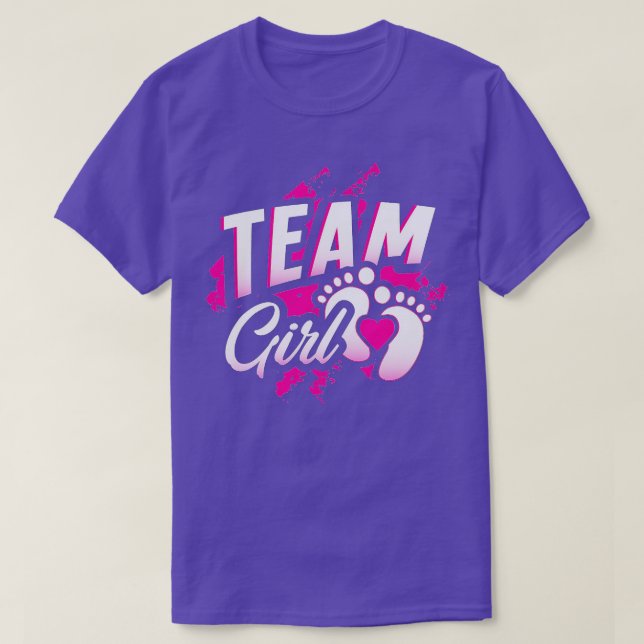 Gender Reveal Team Girl Baby Shower Party Gift Pin T-Shirt (Design Front)