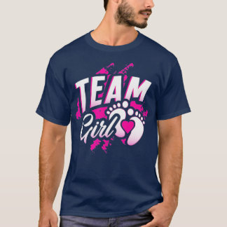 Gender Reveal Team Girl Baby Shower Party Gift Pin T-Shirt
