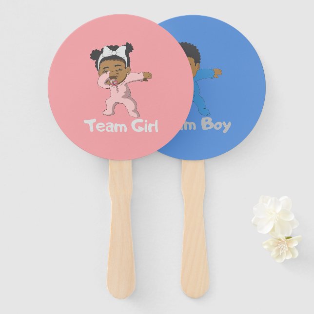 Gender Reveal Team Girl / Boy Pink or Blue Hand Fan (Front and Back)
