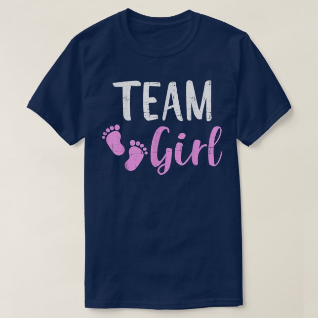 Gender reveal team girl matching family baby party T-Shirt (Design Front)