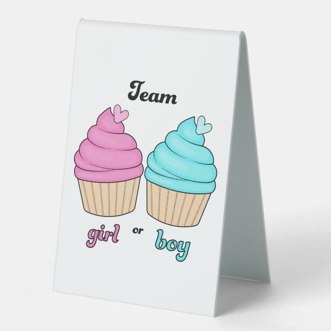 Gender reveal team girl or boy cupcake design (Front)