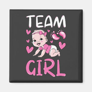 Gender Reveal Team Girl Party Set Square Magnet
