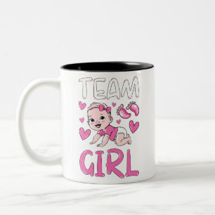 Gender Reveal Team Girl Party Set Two-Tone Coffee Mug