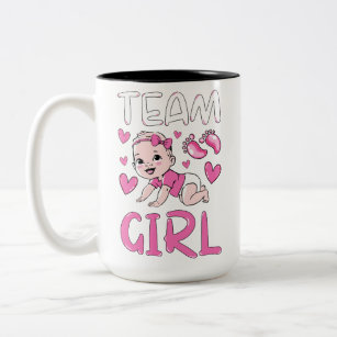 Gender Reveal Team Girl Party Set Two-Tone Coffee Mug
