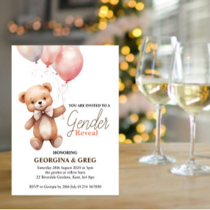 Gender Reveal Teddy Bear Invitation