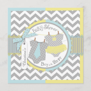 Gender Reveal Tie Tutu Chevron Baby Shower Invitation