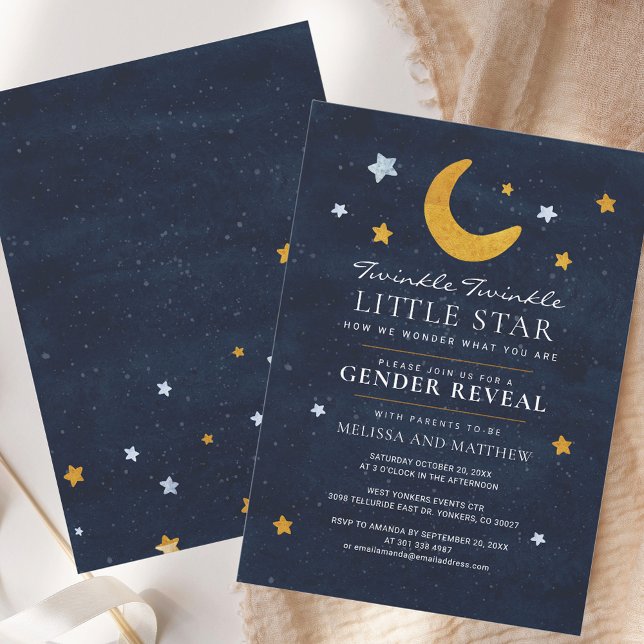 Gender Reveal Twinkle Little Moon Star Invitation (Gender Reveal Twinkle Little Moon Star Invitation)