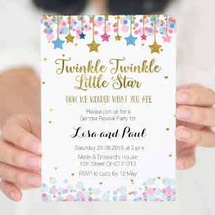 Gender Reveal Twinkle Twinkle Little Star Invitation