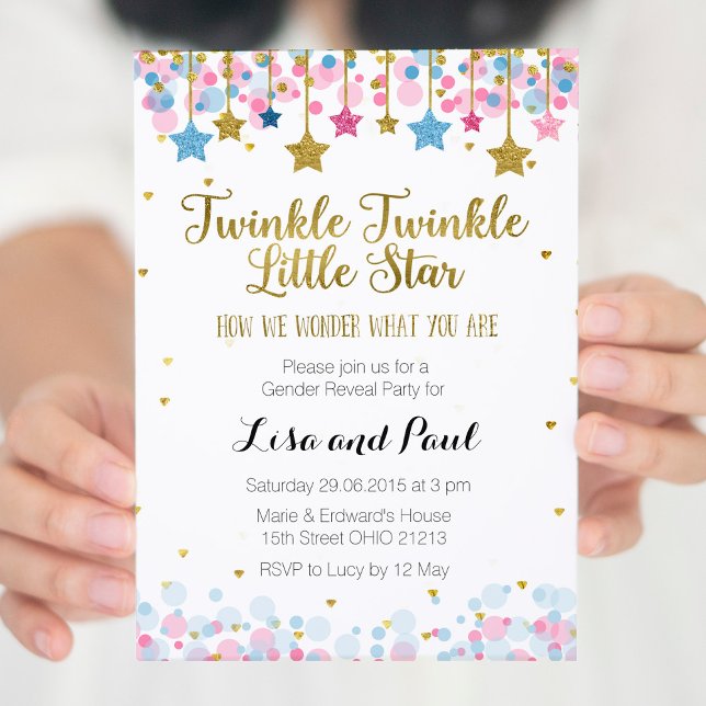 Gender Reveal Twinkle Twinkle Little Star Invitation (Creator Uploaded)