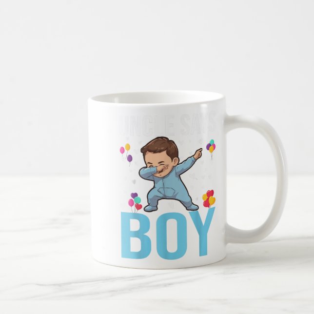 Gender Reveal Uncle Says Boy Matching Family Baby  Coffee Mug (Right)