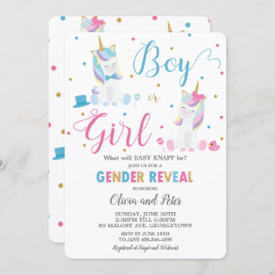Gender Reveal Unicorn Boy or Girl Gender Reveal Invitation