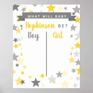 Gender Reveal Voting Poster party sign boy or girl