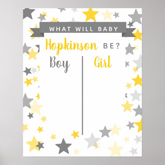 Gender Reveal Voting Poster party sign boy or girl (Front)