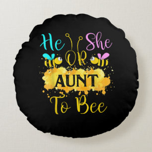 Gender Reveal What Will It Bee – Gift For Aunt Round Cushion