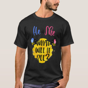 Gender Reveal What Will It Bee He or She Boy Girl  T-Shirt