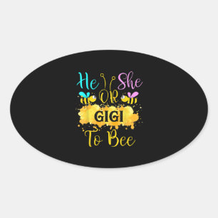 Gender Reveal What Will It Bee - He Or She Gigi Oval Sticker