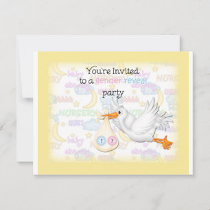 Gender Reveal Yellow Stork Invitation