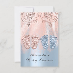 Gender Revival Feet Silver Girl Boy Royal Twins  Invitation