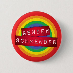 "Gender Schmender" red embossed label maker type 6 Cm Round Badge