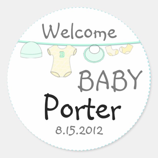 Gender Surprise Baby Shower Round Sticker (Front)