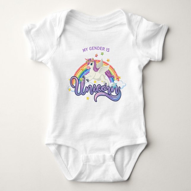 Gender Unicorn Rainbow Baby Shirt Creeper (Front)