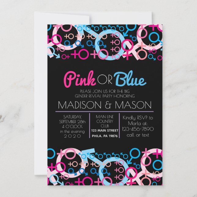 GENDER UNKNOWN Gender Reveal Invite Invitation (Front)