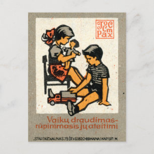 Gendered play time, Lithuania under the Soviets Postcard