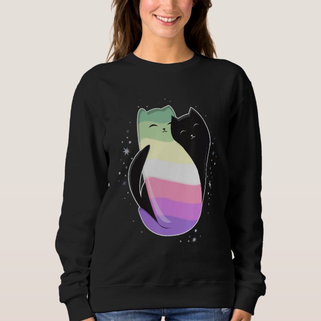 Genderfae Cat Flag Nonbinary Transgender LGBT Blac Sweatshirt (Front)
