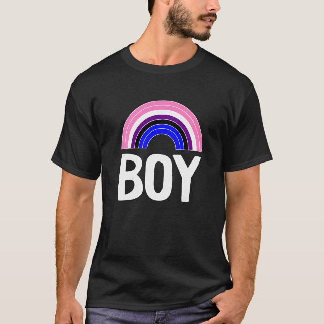Genderfluid Boy Rainbow Lgbt Q Cool Pride Flag Col T-Shirt (Front)
