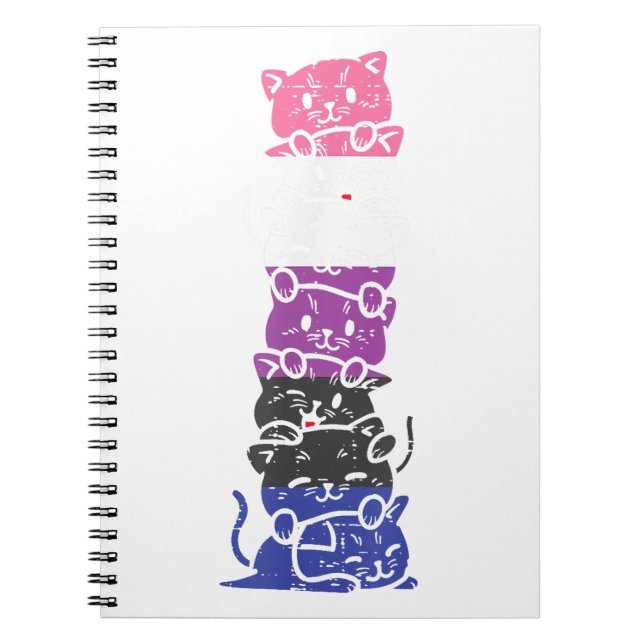 Genderfluid Cat Stack Pride Flag Non-Binary Animal Notebook (Front)