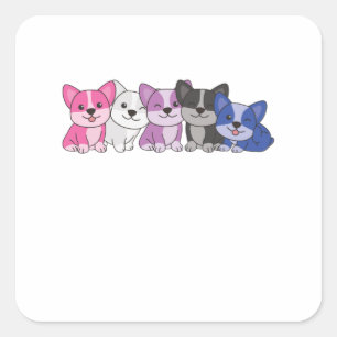 Genderfluid Flag Corgi Pride Lgbtq Cute Dogs Square Sticker