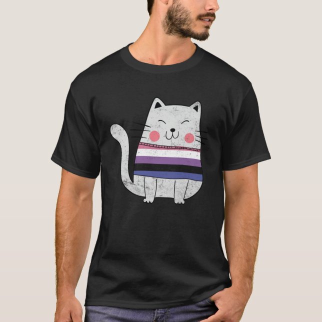 Genderfluid Flag LGBTQ Cats Pride Cat T-Shirt (Front)