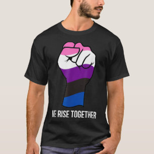 Genderfluid Flag LGBTQ We Rise Together Cool LGBT  T-Shirt