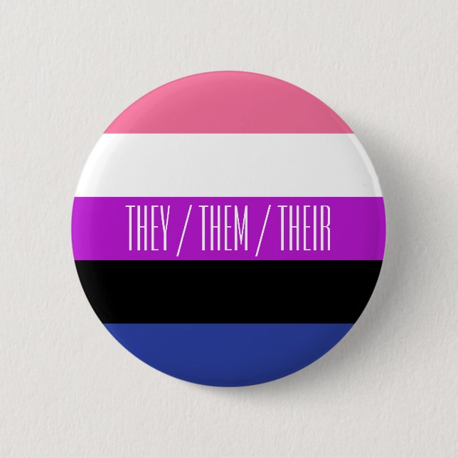Genderfluid Flag Pronoun Button (Front)