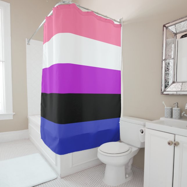 Genderfluid Flag Shower Curtain (In Situ)