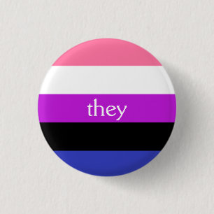 Genderfluid flag / they pronoun 3 cm round badge