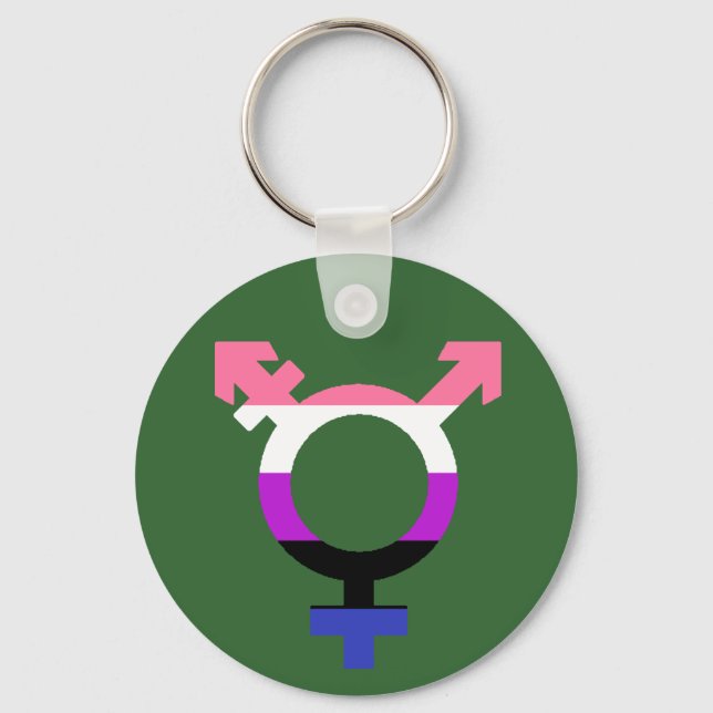 Genderfluid Flag Trans Symbol Key Ring (Front)
