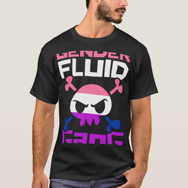 Genderfluid Gang Skull Trendy Cute Genderfluid Non T-Shirt (Front)