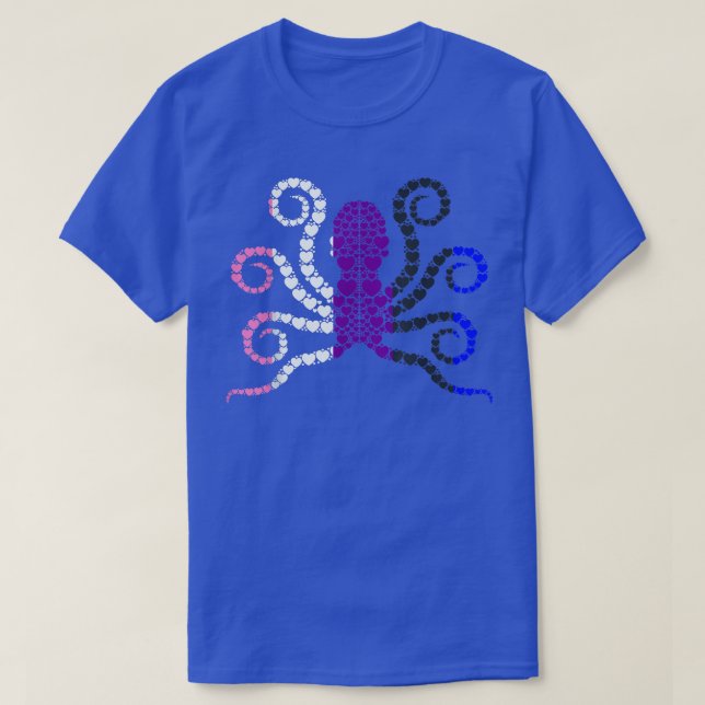 Genderfluid Heart Octopus LGBT-Q Cute Animal Pride T-Shirt (Design Front)