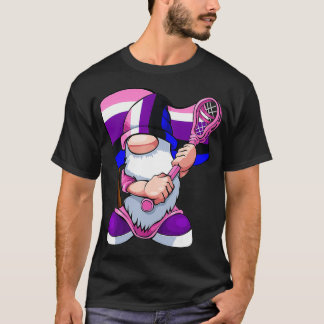 Genderfluid Lacrosse Player LGBTQ Gnome Pride Flag T-Shirt