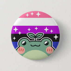 Genderfluid LGBT Pride Flag Frog 6 Cm Round Badge