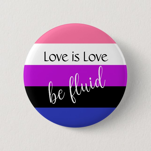 Genderfluid Love is Love Custom Text 6 Cm Round Badge (Front)